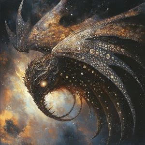 A grotesquely beautiful celestial creature, its form twisted and...