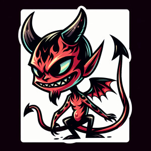 Evil devil in new school cartoon tattoo style