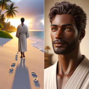 Create a 3-D realistic picture of a beautiful African-American J...