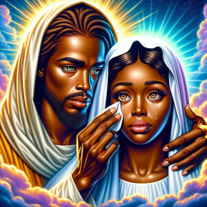 Ensure that the image distinctly represents both Jesus Christ an...