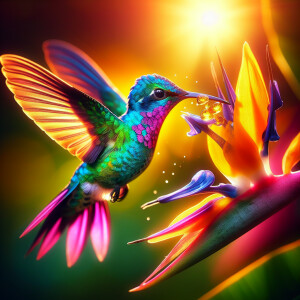 Humming bird collecting nectar