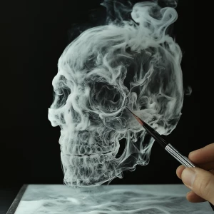 Skull made from smoke, hyper realistic