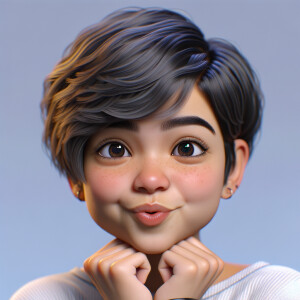 Create an image of a beautiful short hair putter rican, cheeky and cute