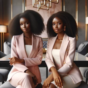 This image features two elegant, stylish African-American women...