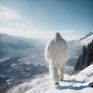 A humanoid looking white hair covered sasquatch in the Himalayas...