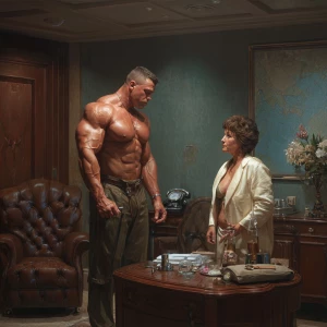 Hyperrealism digital painting, a muscular Russian man in his bea...