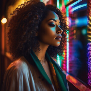 3-D image of a beautiful LIGHT SKIN, African-American woman she...