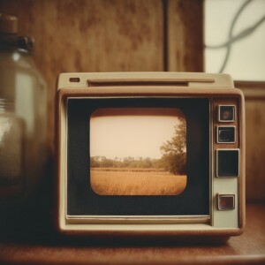 A photograph capturing a vintage television set displaying stati...