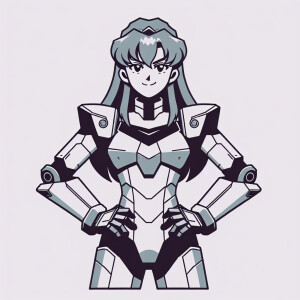 1990s anime screencap, girl a plugsuit, standing with hands on h...