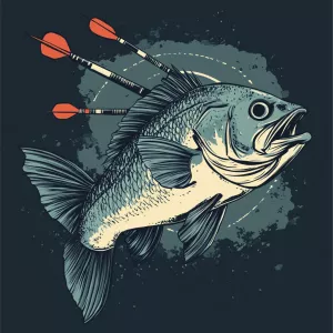 A cool vector avatar of a  sea bass that looks like a human play...