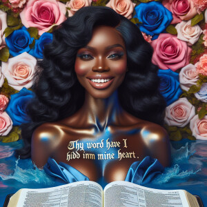 Create an image of an ultra-light-skinned African-American woman...