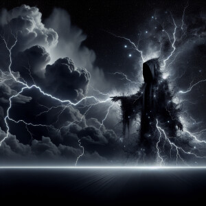 A captivating and dramatic abstract artwork . Set against a dark...