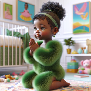 A 3D realistic illustration of a light-skinned African-American...