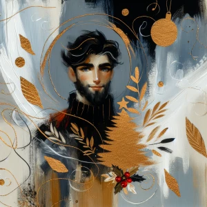 An abstract Christmas! Whimsical with gold leaf accents, featuri...