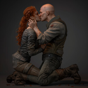 A photorealistic high resolution image. Light ginger haired fema...