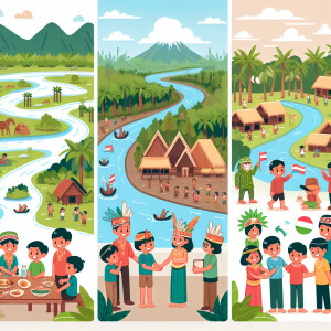 Please make three simple ilustration picture about Sampit War th...