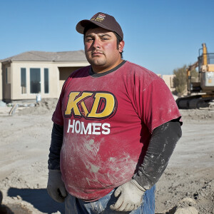 Miguel Santoro a Mexican Latino concrete mixer operator pouring...