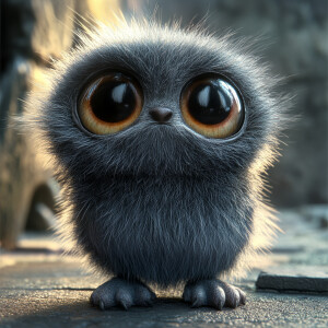 Generate an image of a photorealistic 3D mythical fuzzy and cute...