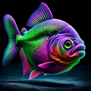 Purple and neon green piranha no teeth