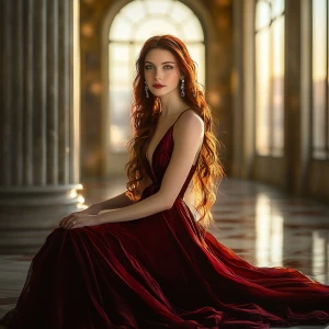 A breathtakingly beautiful young woman with flowing, cascading d...