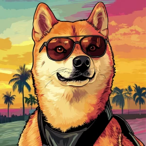 MEME DOGE in GTA art style — Say hello — in the style of a Grand...