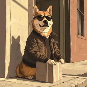 DOGE meme..robs a bank, in GTA San Andreas and carton style