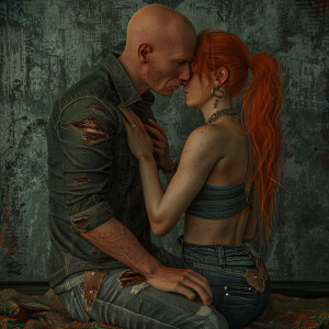 A photorealistic high resolution image. Light ginger haired fema...