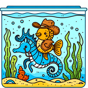 Simple lines, coloring, book of fish inside the fish tank, weari...