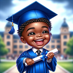 "Create a realistic airbrushed illustration of a joyful African...