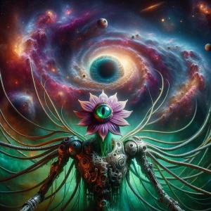 Mystical, otherworldly digital art featuring a surreal creature...