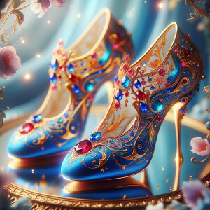 Imagine a pair of enchanting shoes, each a mirror image of the o...