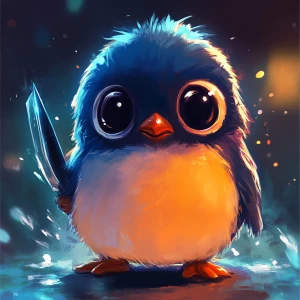 cute and simplistic cartoon character of a baby penguin. The pen...