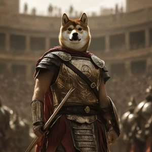 meme doge in gladiator role