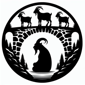 Create a circular vector graphic featuring a silhouette illustra...