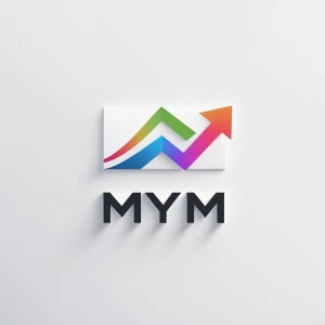 Design a minimalist, modern logo for 'MYM' that represents innov...