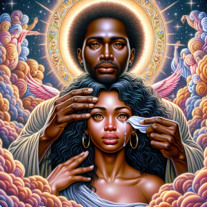 Ensure that the image distinctly represents both Jesus Christ an...
