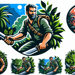 Man confidently brandishing a sharp machete in a defensive stanc...