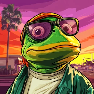 MEME PEPE in GTA art style — — in the style of a Grand Theft Au...