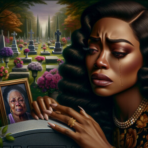 A beautiful light-skinned African-American woman with long wavy...