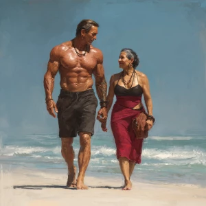 hyperrealistic digital painting.a muscular sweaty employer man...
