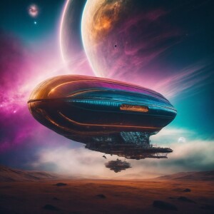 An alien ship transporting humans through space