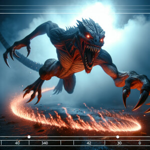 a hyper-realistic portrait of a jumping evil venom, lunging towa...