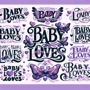 Create a collection of designs featuring the phrase "baby loves"...