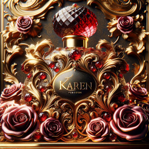 Craft an image of an ornate perfume bottle, with a luxurious des...