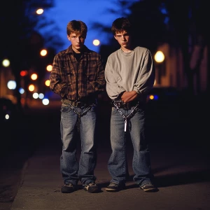 Two white male teens handcuffed
