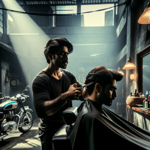 Motorcycle barbers black fat
men