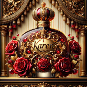 Craft an image of an ornate perfume bottle, with a luxurious des...