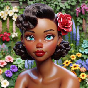 Create a realistic 3D image of an light skin, Hawaiian African-A...