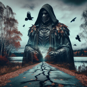 Create an image of Jason from "Friday the 13th" depicted in a da...