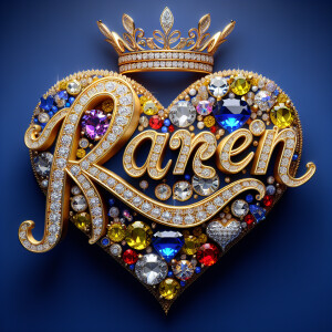 VCraft a 3-D image showcasing the name 'KAREN' in a luxurious go...